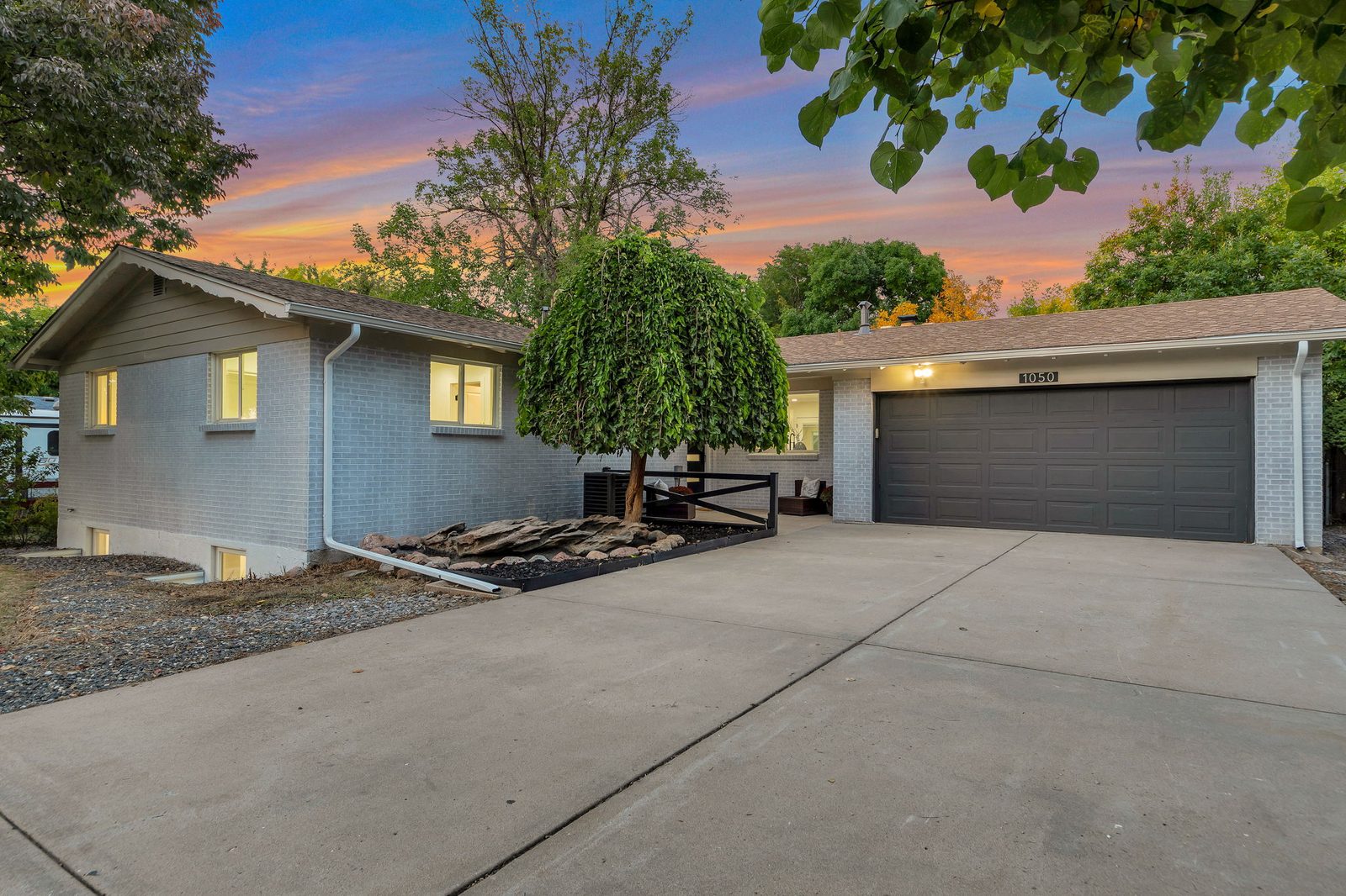 Colorado ranch home at dusk