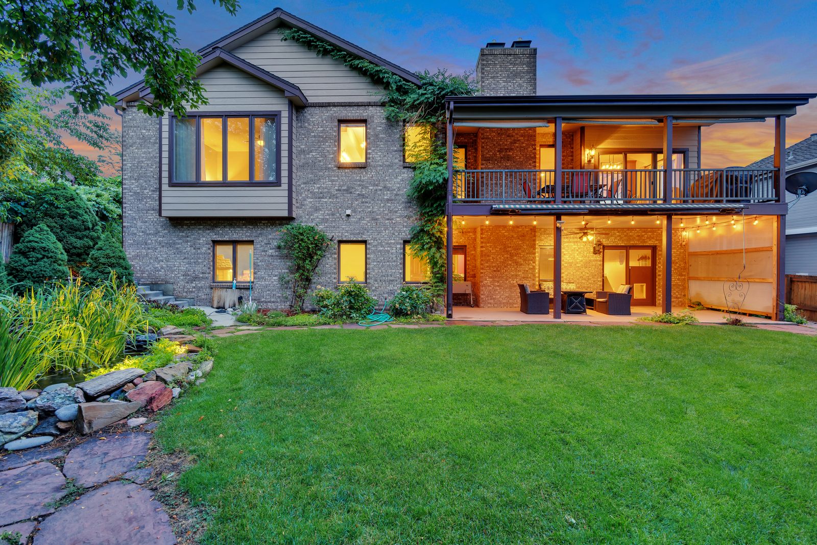 Two-story home in Colorado at dusk