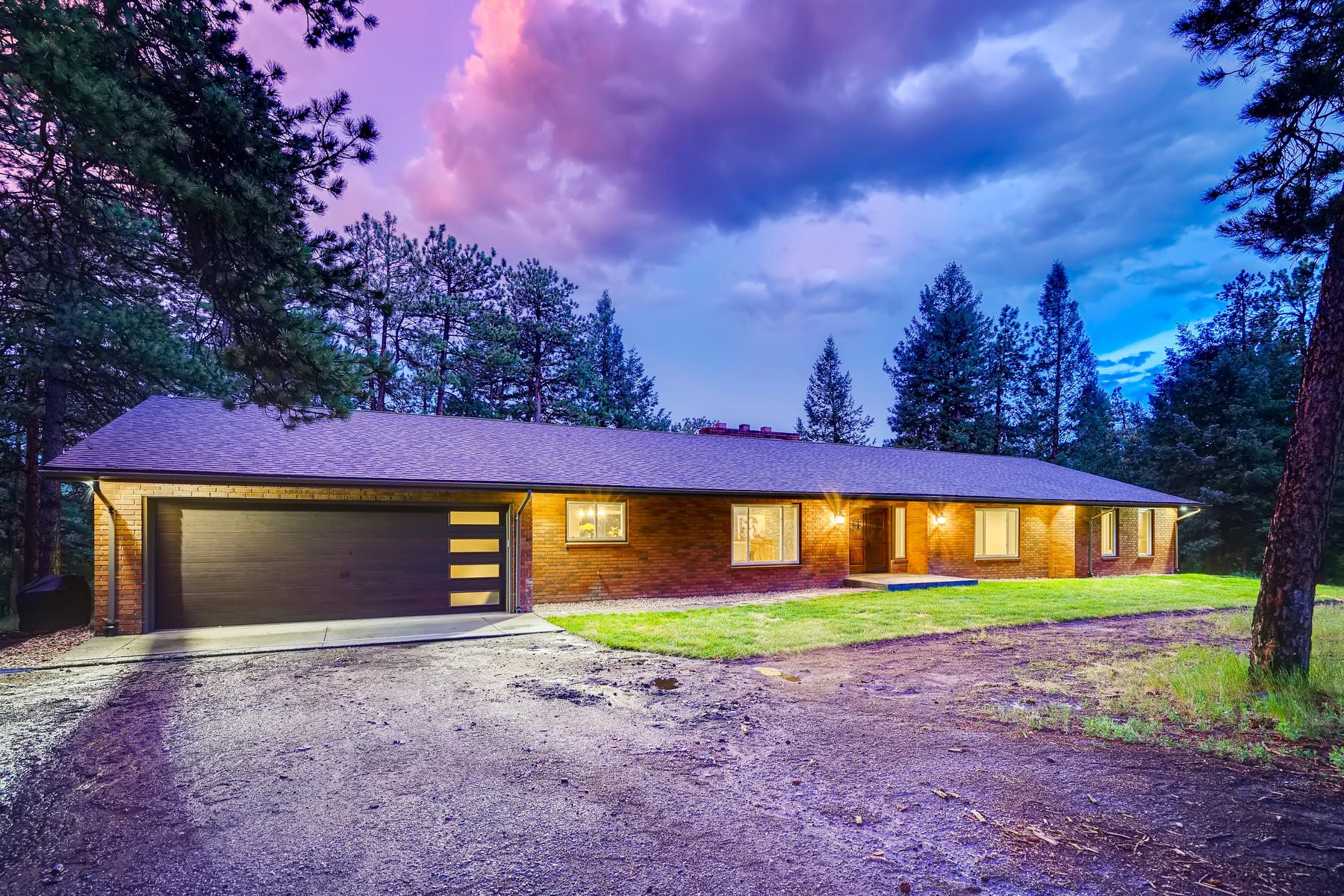 Colorado ranch home at dusk